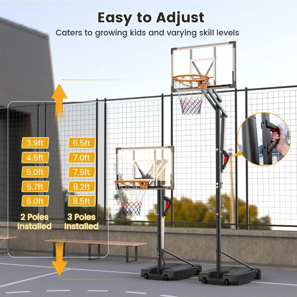 Basketball Hoop Outdoor 10ft Height Adjustable Portable Hoop