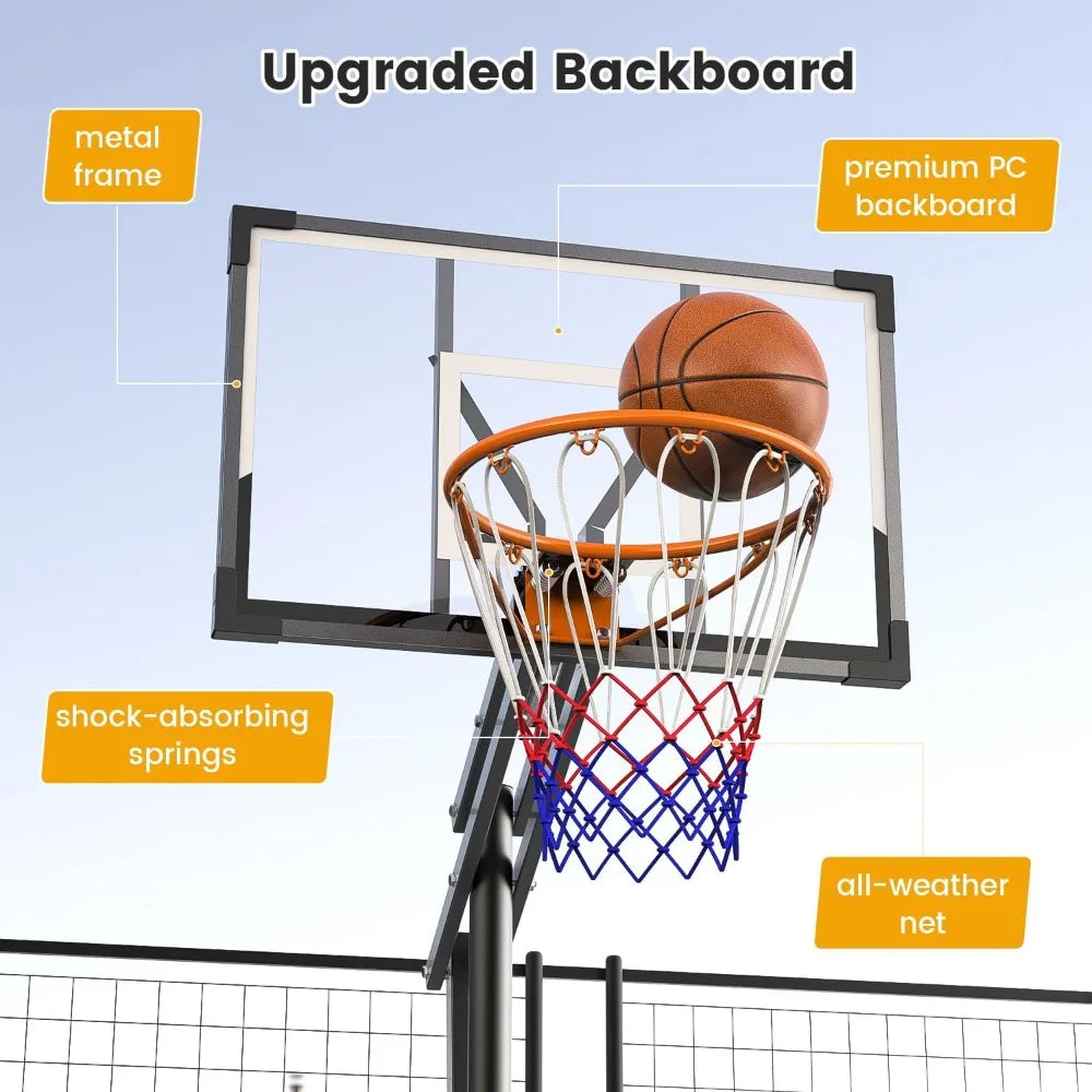 Basketball Hoop Outdoor 10ft Height Adjustable Portable Hoop