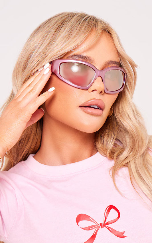 Pink Sporty Visor Sunglasses