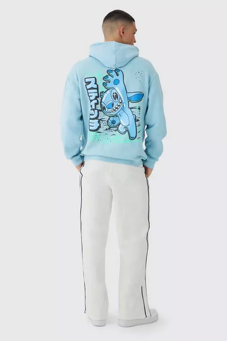 Oversized Disney Lilo and Stitch Wash License Hoodie